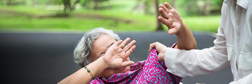 A woman suffering from elder abuse in Sun City, Arizona.