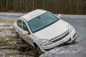 Defective tire causing accident in the road.